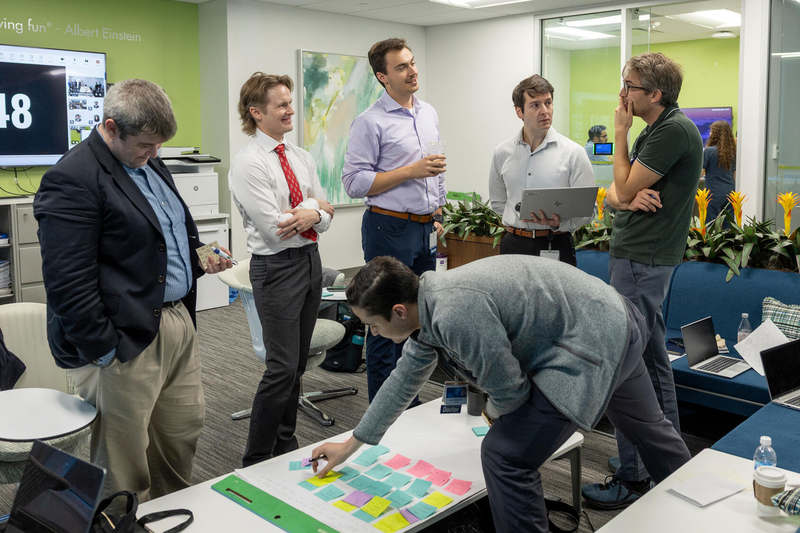 Florida trainees brainstorming with sticky notes
